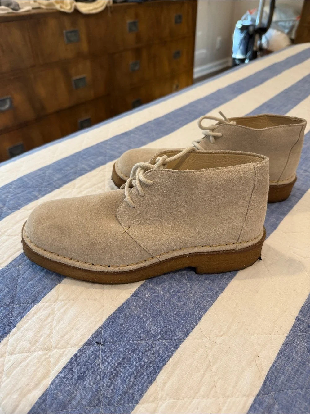 Rachel Comey Suede Ankle Desert Boots in Light Beige